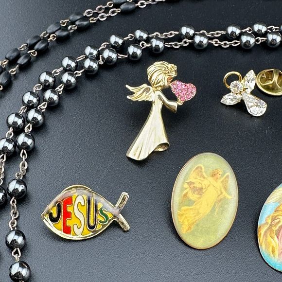 Lot Mix Christian Religious Catholic Faith Rosary Pins Jewelry Vintage to Now - Picture 8 of 12